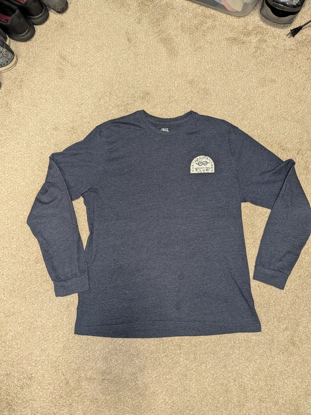Izod Navy Long-Sleeve Crewneck with Left Chest Patch